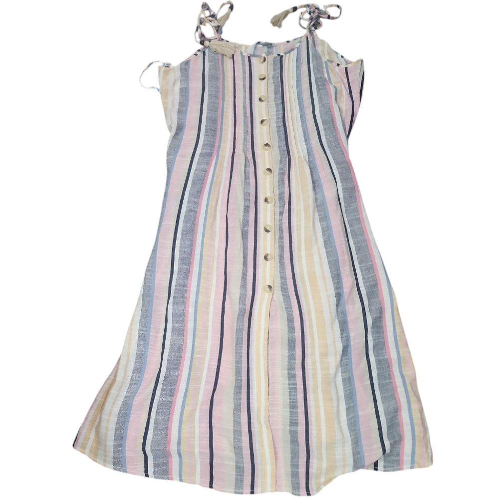 Blue Island Pink and Blue Ruffled Spaghetti Strap Sundress